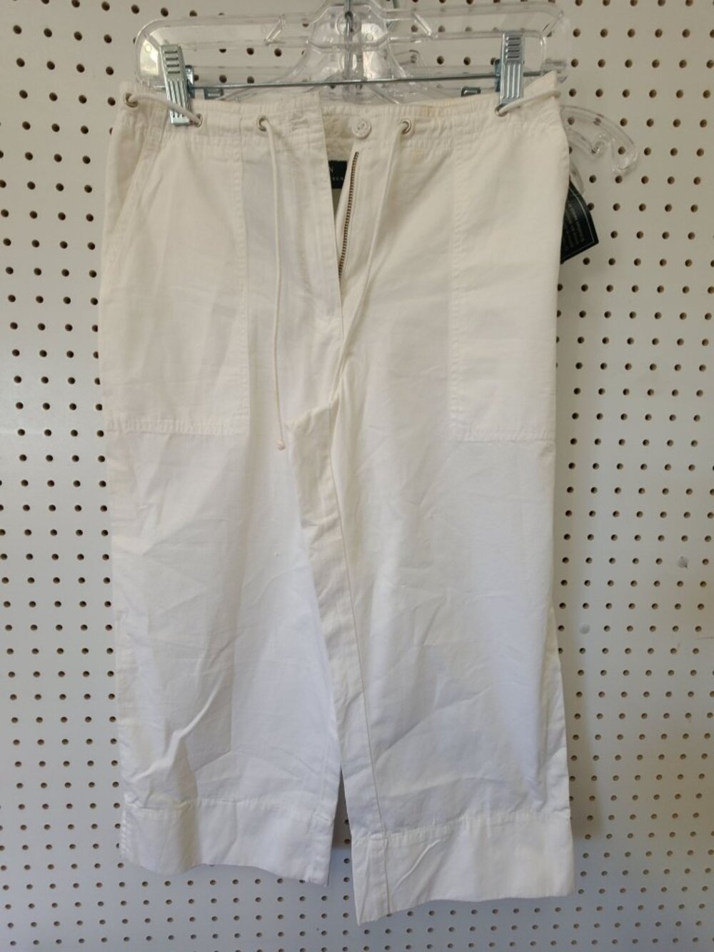 Lauren Ralph Lauren Womens White Cotton Drawstring Cropped Pants Size 2P